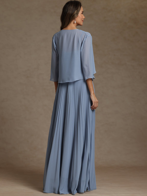 A-Line/Princess Sweetheart Two-Piece Pleated Appliques Floor-Length Mother of the Bride Dresses with Jacket