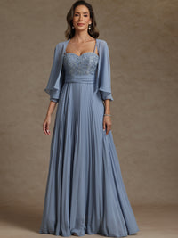 A-Line/Princess Sweetheart Two-Piece Pleated Appliques Floor-Length Mother of the Bride Dresses with Jacket
