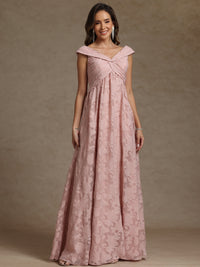 A-Line/Princess V-Neck Pleated Floor-Length Mother of the Bride Dresses with Appliques