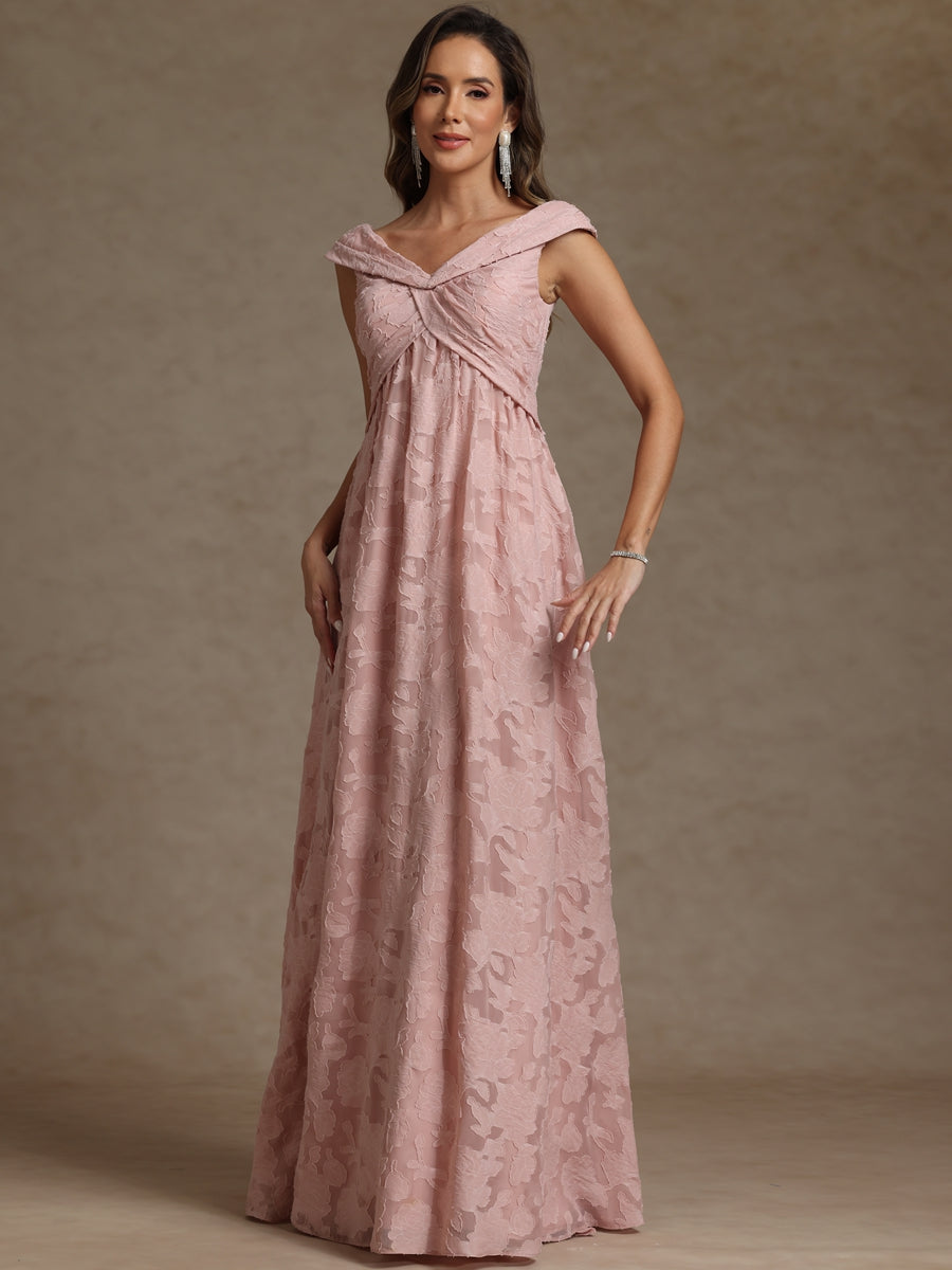 A-Line/Princess V-Neck Pleated Floor-Length Mother of the Bride Dresses with Appliques