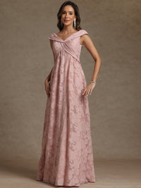 A-Line/Princess V-Neck Pleated Floor-Length Mother of the Bride Dresses with Appliques