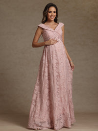 A-Line/Princess V-Neck Pleated Floor-Length Mother of the Bride Dresses with Appliques