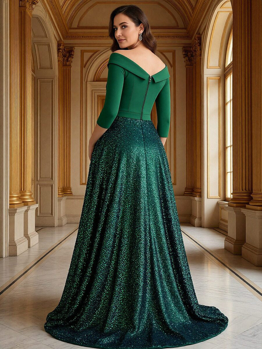 A-Line/Princess V Neck Floor-Length Mixed Mother of the Bride Dresses with Flower