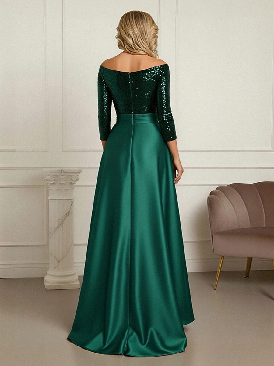 A Line 3/4 Sleeve Asymmetrical Mother of the Bride Dresses with Ruffle Shirees A Line 3/4 Sleeve Asymmetrical Mother of the Bride Dresses with Ruffle Shirees