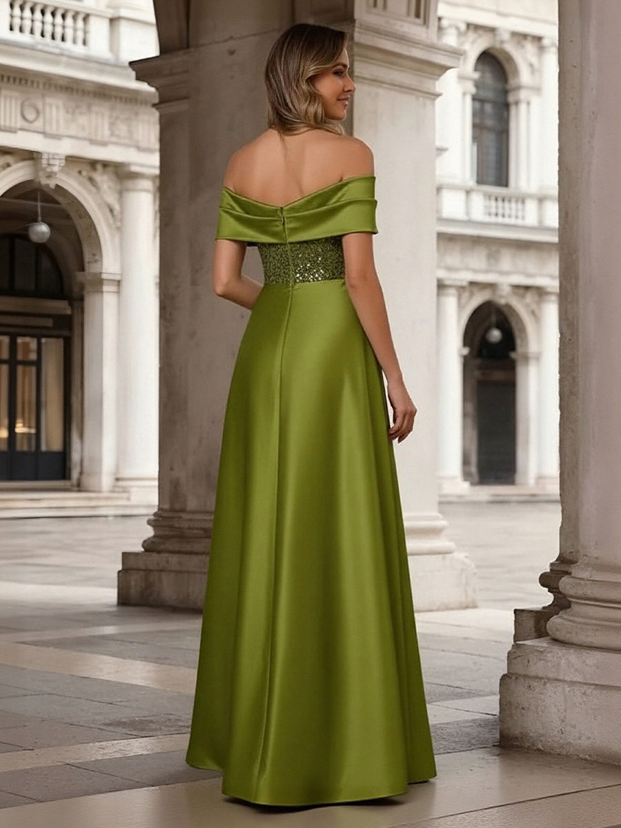 A-Line/Princess Off Shoulder Ruched Long Mother of the Bride Dresses w Shirees A-Line/Princess Off Shoulder Ruched Long Mother of the Bride Dresses w Shirees