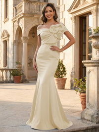 Mermaid Sleeveless Off Shoulder Elegant Mother of the Bride Dresses with Flower