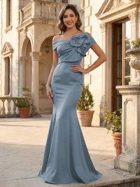 Mermaid Sleeveless Off Shoulder Elegant Mother of the Bride Dresses with Flower