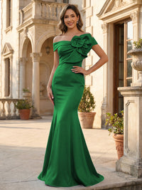 Mermaid Sleeveless Off Shoulder Elegant Mother of the Bride Dresses with Flower