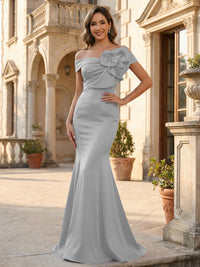 Mermaid Sleeveless Off Shoulder Elegant Mother of the Bride Dresses with Flower