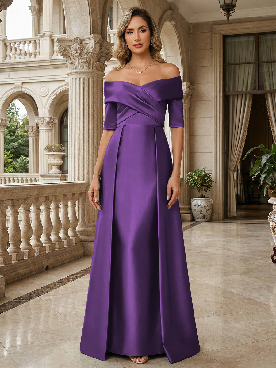 off the shoulder long sleeve mother of the bride dress Jovani 09550 Mother of the Bride Off Shoulder Side Ruffle Dress