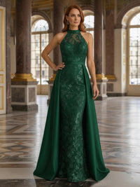 Sheath Floor Length Halter Lace Elegant Mother of the Bride Dresses