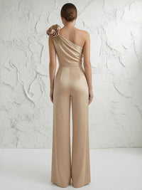 Jumpsuit One Shoulder Elegant Mother of the Bride Dresses with Flower