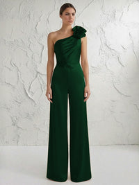 Jumpsuit One Shoulder Elegant Mother of the Bride Dresses with Flower