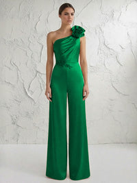 Jumpsuit One Shoulder Elegant Mother of the Bride Dresses with Flower