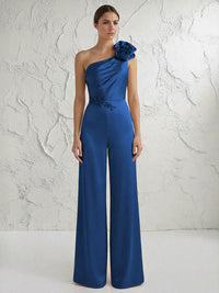 Jumpsuit One Shoulder Elegant Mother of the Bride Dresses with Flower