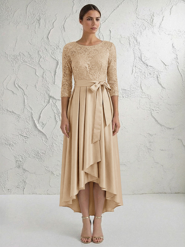 A Line/Princess Round Neck Elegant Mother of the Bride Dresses with Bow