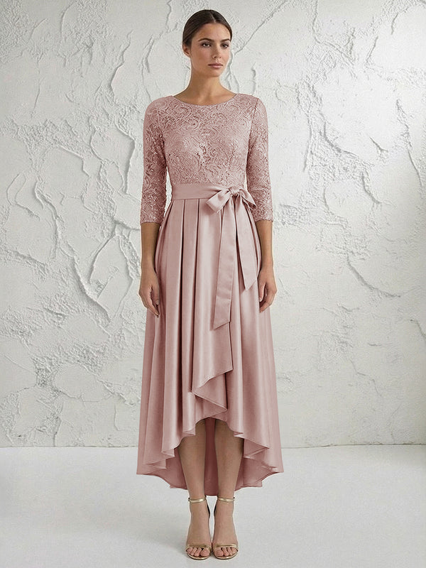 A Line/Princess Round Neck Elegant Mother of the Bride Dresses with Bow