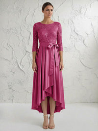 A Line/Princess Round Neck Elegant Mother of the Bride Dresses with Bow