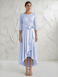 A Line/Princess Round Neck Elegant Mother of the Bride Dresses with Bow