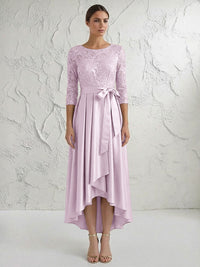 A Line/Princess Round Neck Elegant Mother of the Bride Dresses with Bow