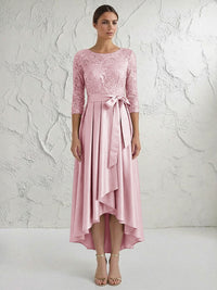 A Line/Princess Round Neck Elegant Mother of the Bride Dresses with Bow