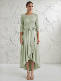 A Line/Princess Round Neck Elegant Mother of the Bride Dresses with Bow