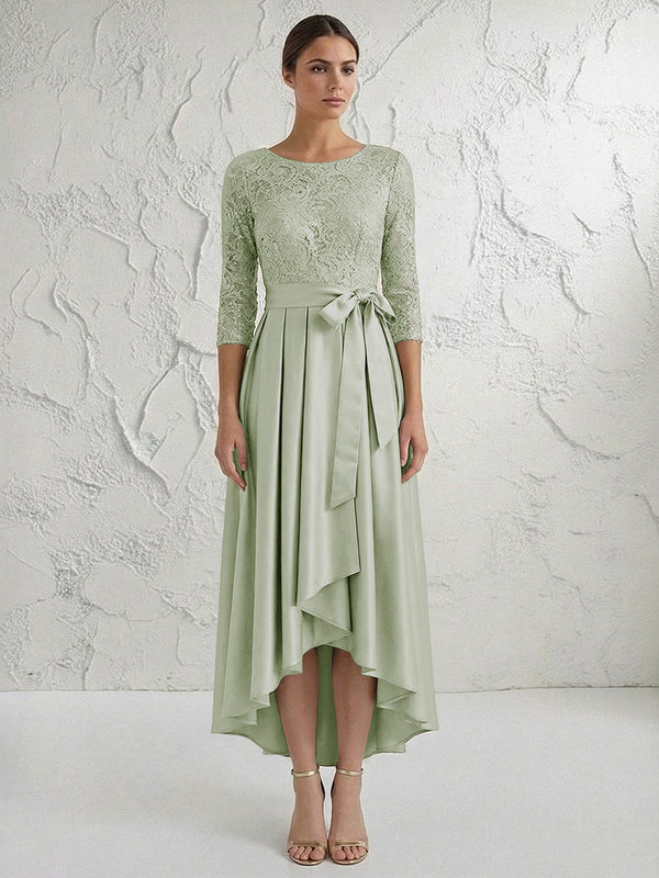 A Line/Princess Round Neck Elegant Mother of the Bride Dresses with Bow