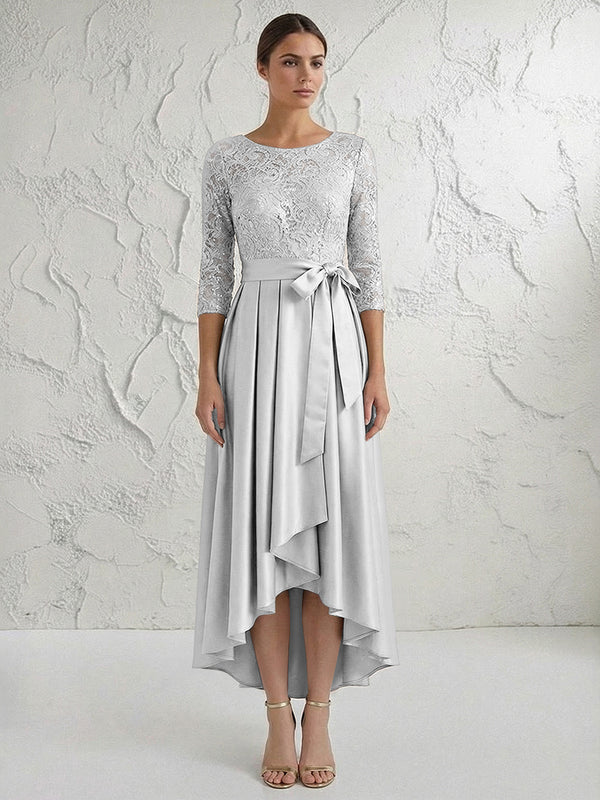 A Line/Princess Round Neck Elegant Mother of the Bride Dresses with Bow