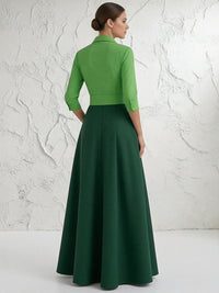 A Line/Princess 3/4 Sleeve Long Pleated Mother of the Bride Dresses with Bow
