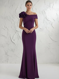Mermaid Off Shoulder Sleeveless Floor Length Mother of the Bride Dresses with Flower