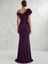 Mermaid Off Shoulder Sleeveless Floor Length Mother of the Bride Dresses with Flower