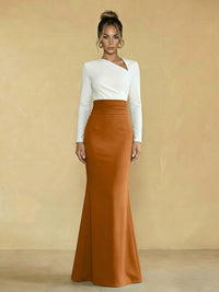 Mermaid Asymmetrical Neck Long Simple Mother of the Bride Dresses