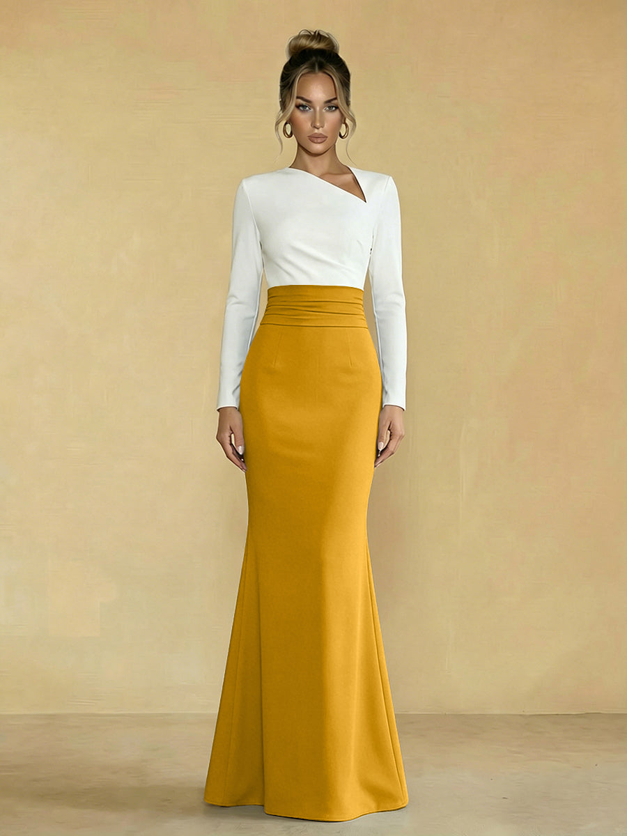 Mermaid Asymmetrical Neck Long Simple Mother of the Bride Dresses