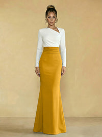 Mermaid Asymmetrical Neck Long Simple Mother of the Bride Dresses