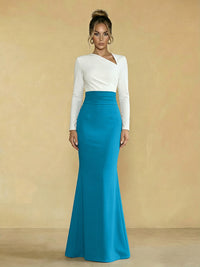 Mermaid Asymmetrical Neck Long Simple Mother of the Bride Dresses