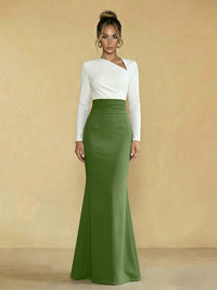 Mermaid Asymmetrical Neck Long Simple Mother of the Bride Dresses