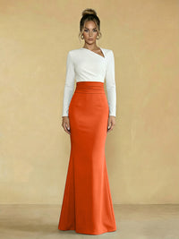 Mermaid Asymmetrical Neck Long Simple Mother of the Bride Dresses
