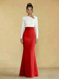 Mermaid Asymmetrical Neck Long Simple Mother of the Bride Dresses
