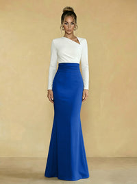 Mermaid Asymmetrical Neck Long Simple Mother of the Bride Dresses