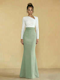 Mermaid Asymmetrical Neck Long Simple Mother of the Bride Dresses