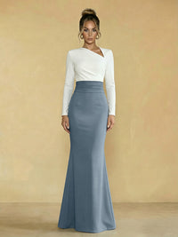 Mermaid Asymmetrical Neck Long Simple Mother of the Bride Dresses