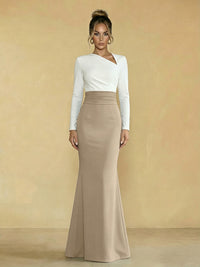 Mermaid Asymmetrical Neck Long Simple Mother of the Bride Dresses