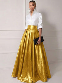 A Line Shirt Collar Half Sleeve Long Elegant Mother of the Bride Dresses with Pleats