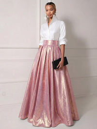 A Line Shirt Collar Half Sleeve Long Elegant Mother of the Bride Dresses with Pleats
