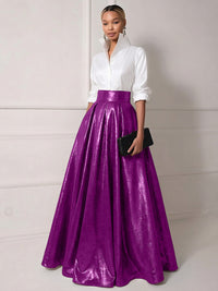 A Line Shirt Collar Half Sleeve Long Elegant Mother of the Bride Dresses with Pleats