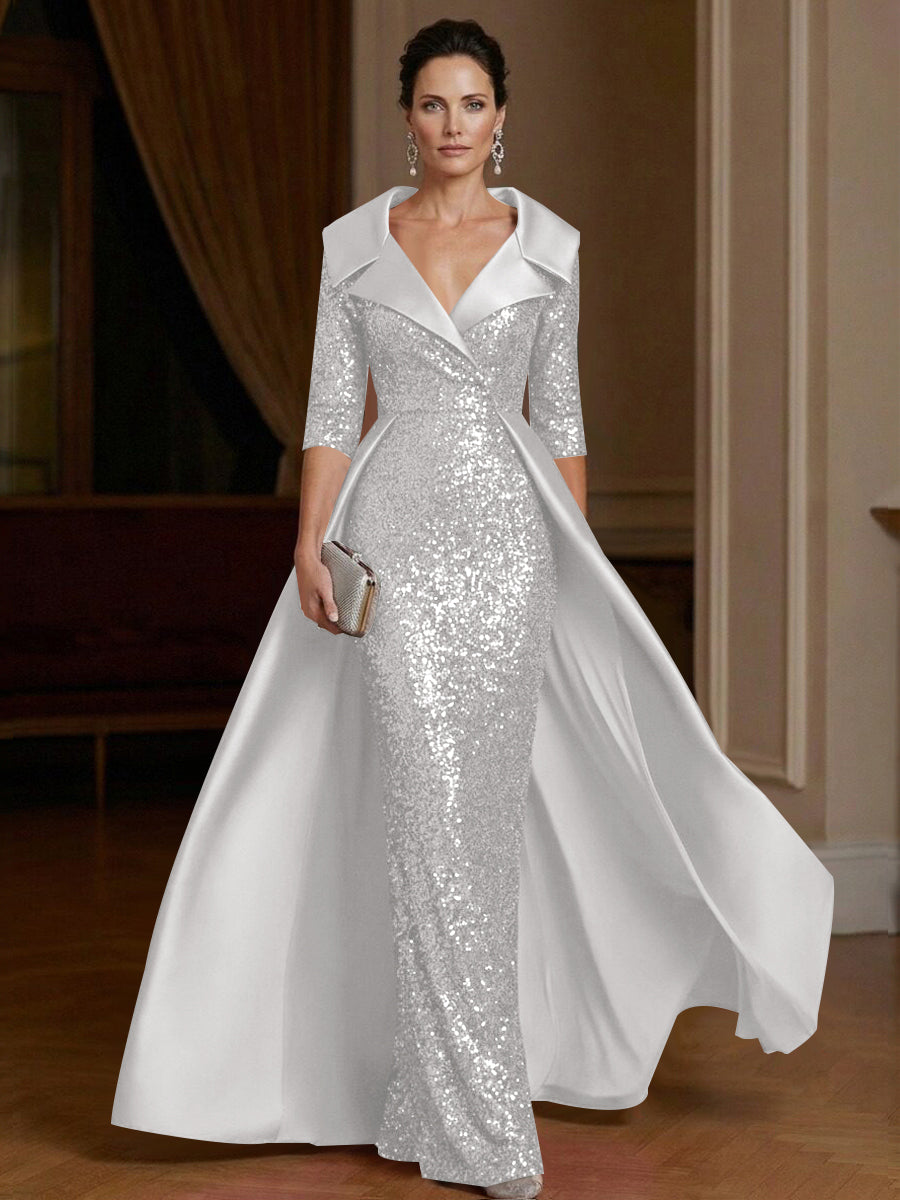 woman within formal evening dresses Shirees Burgundy Sheath V Neck 3/4 Sleeve Floor Length Elegant Evening Dresses Women Formal Gowns 2026