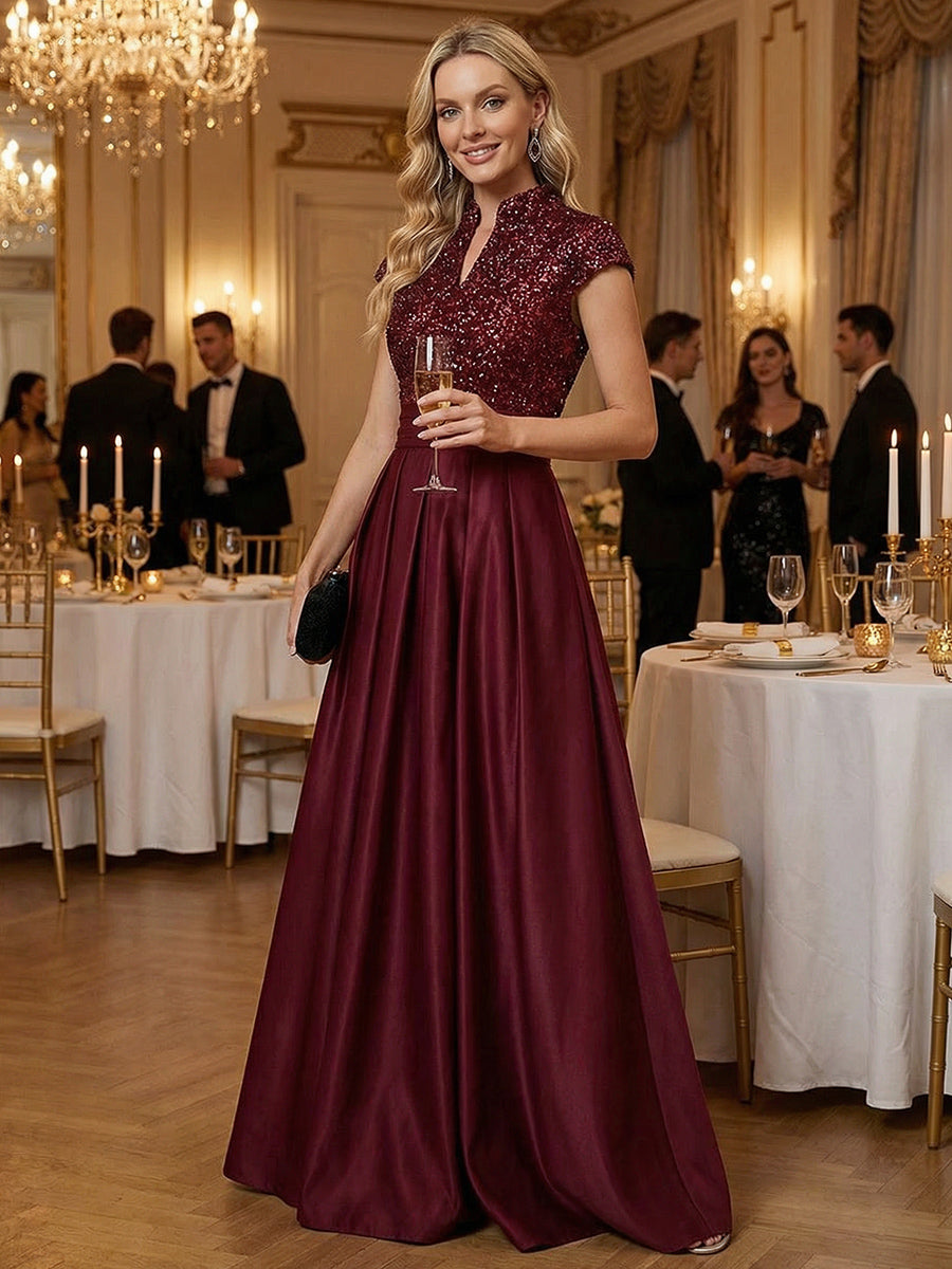 A Line/Princess Stand Collar Short Sleeve Long Elegant Mother of the B Shirees A Line/Princess Stand Collar Short Sleeve Long Elegant Mother of the B Shirees