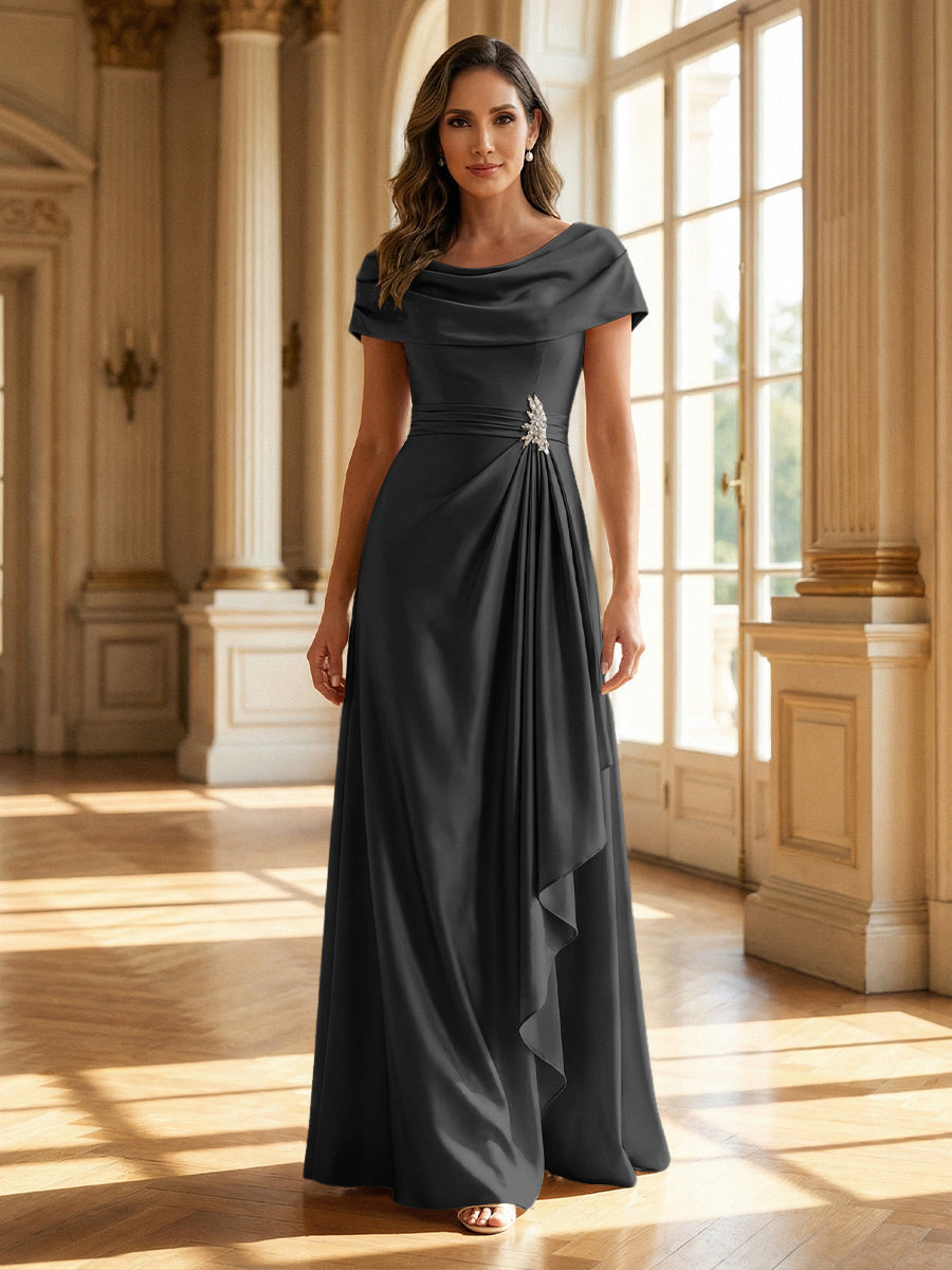 a line mother of the groom dresses A Line Satin Tea Length Mother of The Bride Dresses