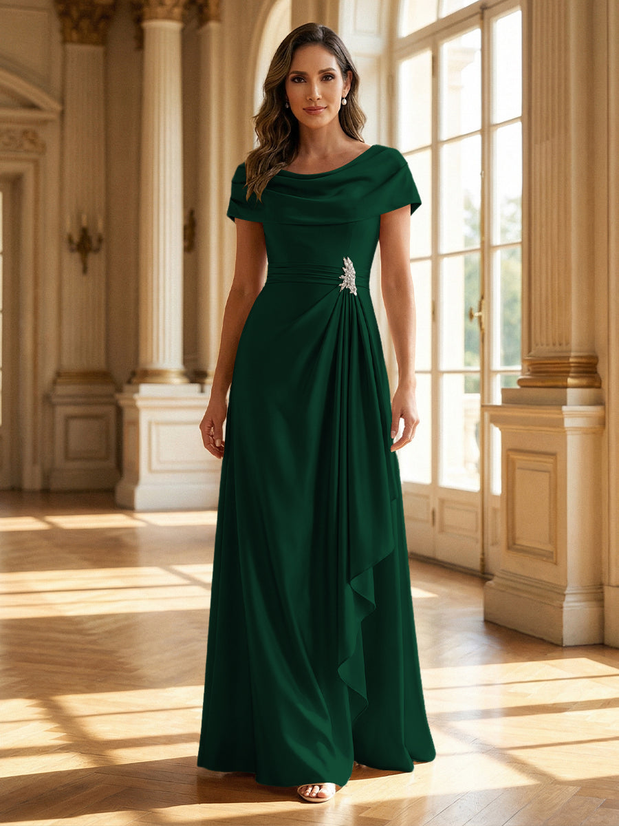 long green mother of the bride dresses Emerald Green Lace Sequined Mother of the Bride Emerald Green prom dress with Oversknots and Sheer Neckline