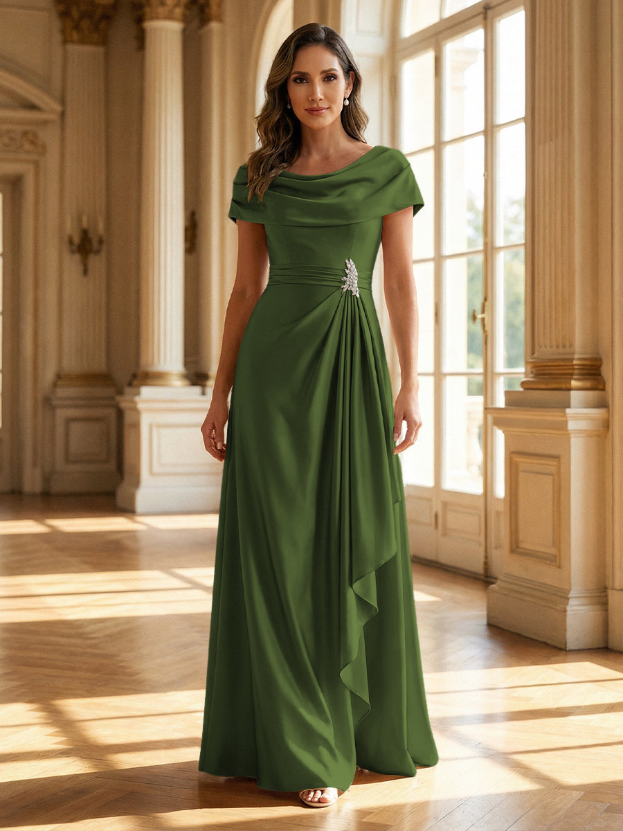 open lace back dress A-Line Scoop Neck Ruched Floor-Length Mother of the Bride Dresses with –  Shirees